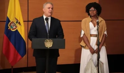 El Presidente Iván Duque y la ministra Mabel Torres Torres.