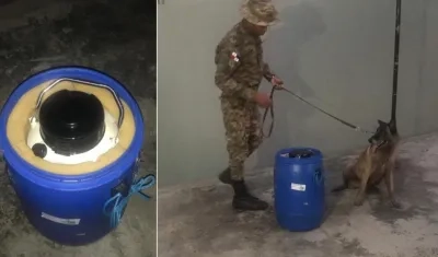 Recipiente con cilindro donde iba el esperma de toro.