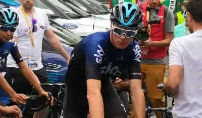 Chris Froome, antes de iniciar la competencia en Medellín. 