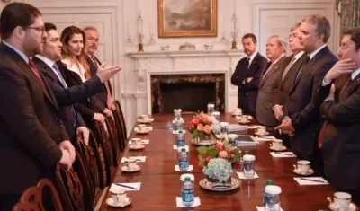 El Presidente Duque en reunión con representantes de Juan Guaidó.