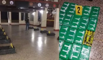 La Policía precisó que los 346 paquetes de cocaína estaban ocultos en 11 tulas (costales) que al parecer vienen de Colombia.