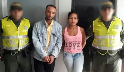 Steven Ricardo Núñez Escolar y Brenda Patricia Torres Rodríguez, capturados por la Policía.