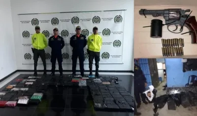 Droga y armas incautadas. 