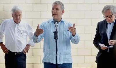 El Presidente Iván Duque con su homólogo chileno Sebastián Piñera y el Secretario General de la OEA Luis Almagro.