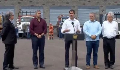 El Secretario de la OEA, el Presidente de Paraguay, el presidente interino de Venezuela Juan Guaidó, el Presidente de Colombia y el Chile.