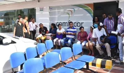 Reciente protesta de afiliados de Comfacor en Barranquilla.