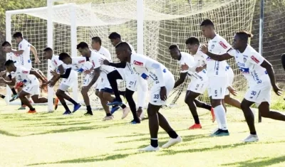 Jugadores de Junior durante un entrenamiento. 