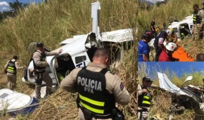 Así quedó la avioneta accidentada en Heredia.