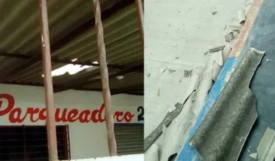 Láminas de Eternit lanzadas por el remolino.