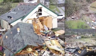 Así quedaron algunas viviendas tras el tornado: completamente destruidas.