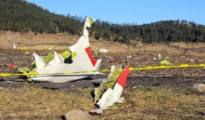 Así quedó el avión tras el accidente.
