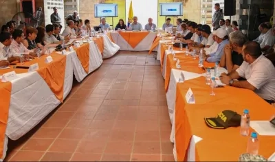 El Presidente Iván Duque durante el encuentro sobre La Mojana.