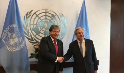 Carlos Holmes Trujillo dialogó con António Guterres, este martes.