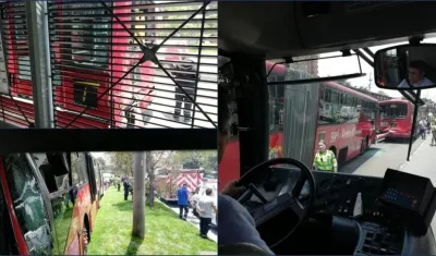 Así quedaron los choques de los articulados de Transmilenio.