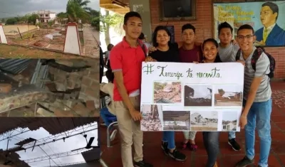 De izquierda a derecha Ángel Charris, estudiante de Ingeniería Industrial; Daniela Padilla, de Ingeniería Química, Julio Gómez, estudiante de Historia, Martha Ospino, José Moreno, licenciatura en Ciencias Sociales y Mauricio, estudiante de Sociología