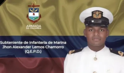 John Alexander Lemos Chamorro, subteniente de la infantería de marina muerto.