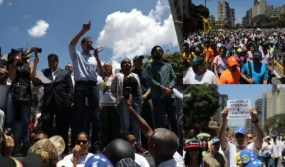 Imágenes de la marcha de la oposición.