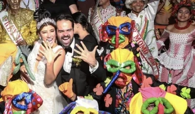 Los novios Andrea Jaramillo y Felipe Restrepo.