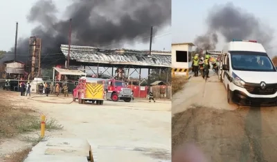 Imágenes de la presencia de los bomberos y la policía.