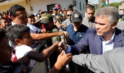 Presidente Duque a su llegada a Caldono.