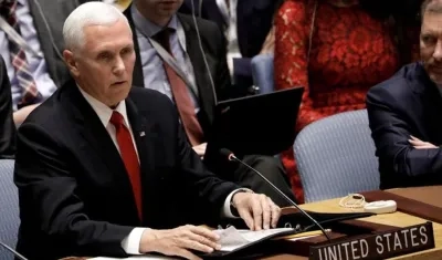 El vicepresidente estadounidense, Mike Pence, participa en la reunión del Consejo de Seguridad de las Naciones Unidas (ONU) referente a la situación de Venezuela.