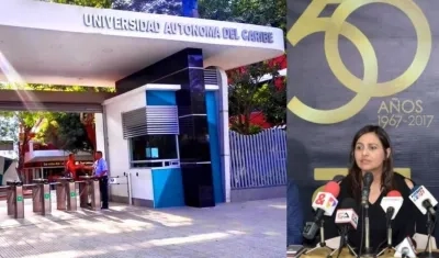 Fachada de Uniautónoma y la rectora Claudia Dacunha Tachman.