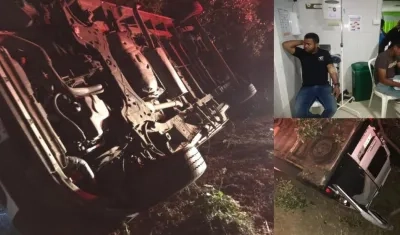 Así quedó la móvil de Telecaribe accidentada en la Troncal del Caribe.