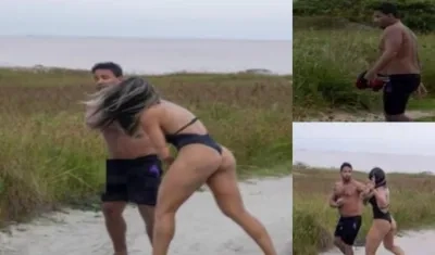 Luchadora le propina severa paliza a un acosador.