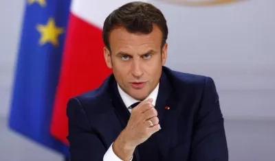  El presidente francés, Emmanuel Macron en rueda de prensa.