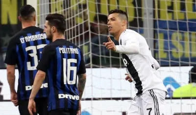 Cristiano Ronaldo celebra ante el Inter. 