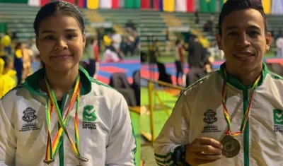 Shanne Torres y Luis Triviño, karatecas del Team Barranquilla. 
