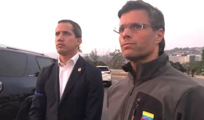 Leopoldo López junto con Juan Guaidó.