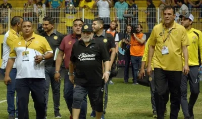 Diego Maradona, técnico de Dorados de Sinaloa. 