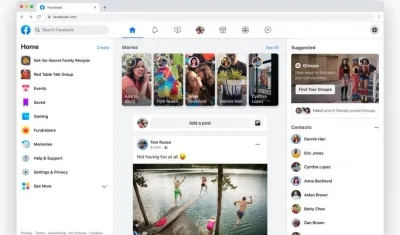 El nuevo diseño luce el blanco por encima del azul corporativo de Facebook.