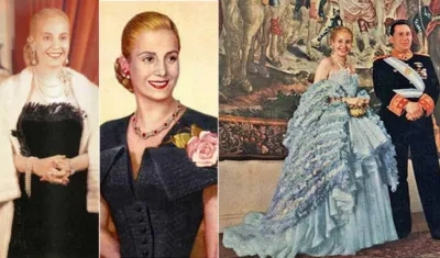 Diversos atuendos de Evita Perón.