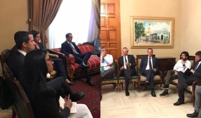 Juan Guaidó y los embajadores europeos.