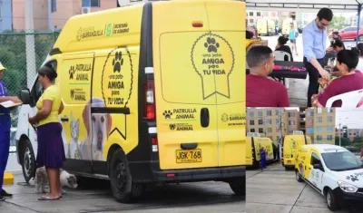 La patrulla animal y el secretario de Gobierno, Clemente Fajardo.