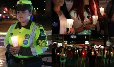 Actividad simbólica en la Plazas de Lourdes (Bogotá), donde víctimas de siniestros viales y ciudadanía en general se reunieron en torno a unas velas.