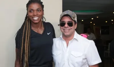 Caterine Ibargüen y el Alcalde Alejandro Char.