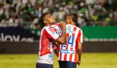 Luis Narváez tras anotar el primer gol ante el Deportivo Cali.