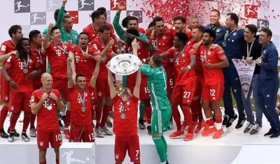 La celebración del Bayern Múnich.
