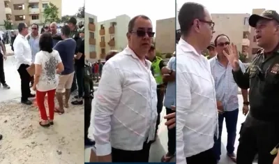 Un oficial de la Policía requiriendo al abogado de la empresa para atender a los propietarios.