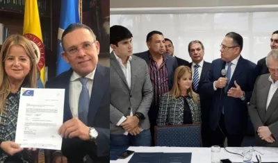 Elsa Noguera, candidata a la Gobernación del Atlántico, y el senador conservador Efraín Cepeda.