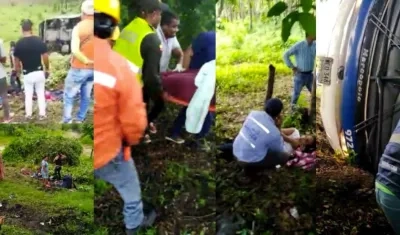 Lugar del accidente que dejó dos mujeres muertas y 23 personas heridas.