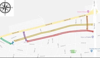 Mapa suministrado por Tránsito de Barranquilla.