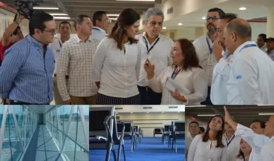 La Ministra de Transporte durante su visita al Aeropuerto Ernesto Cortissoz.