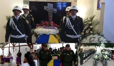 Sepelio del patrullero José Miguel Tolentino, quien murió por inmersión en el Chocó.