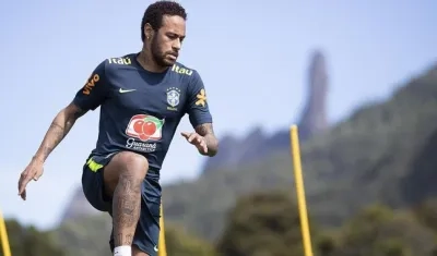 Neymar durante el entrenamiento.
