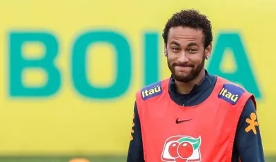 Neymar durante el entrenamiento.