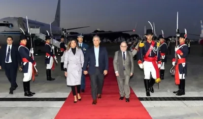 El Presidente Iván Duque a su llegada a territorio argentino.